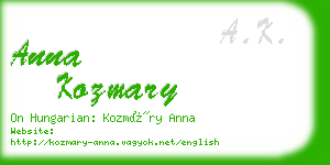 anna kozmary business card